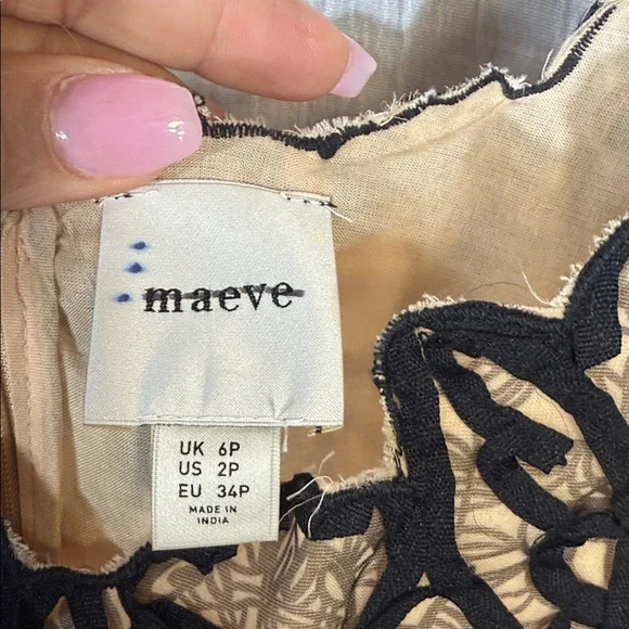 Maeve Nude Tulle Mini Dress with Black Floral Appliqué - Picture 10 of 10